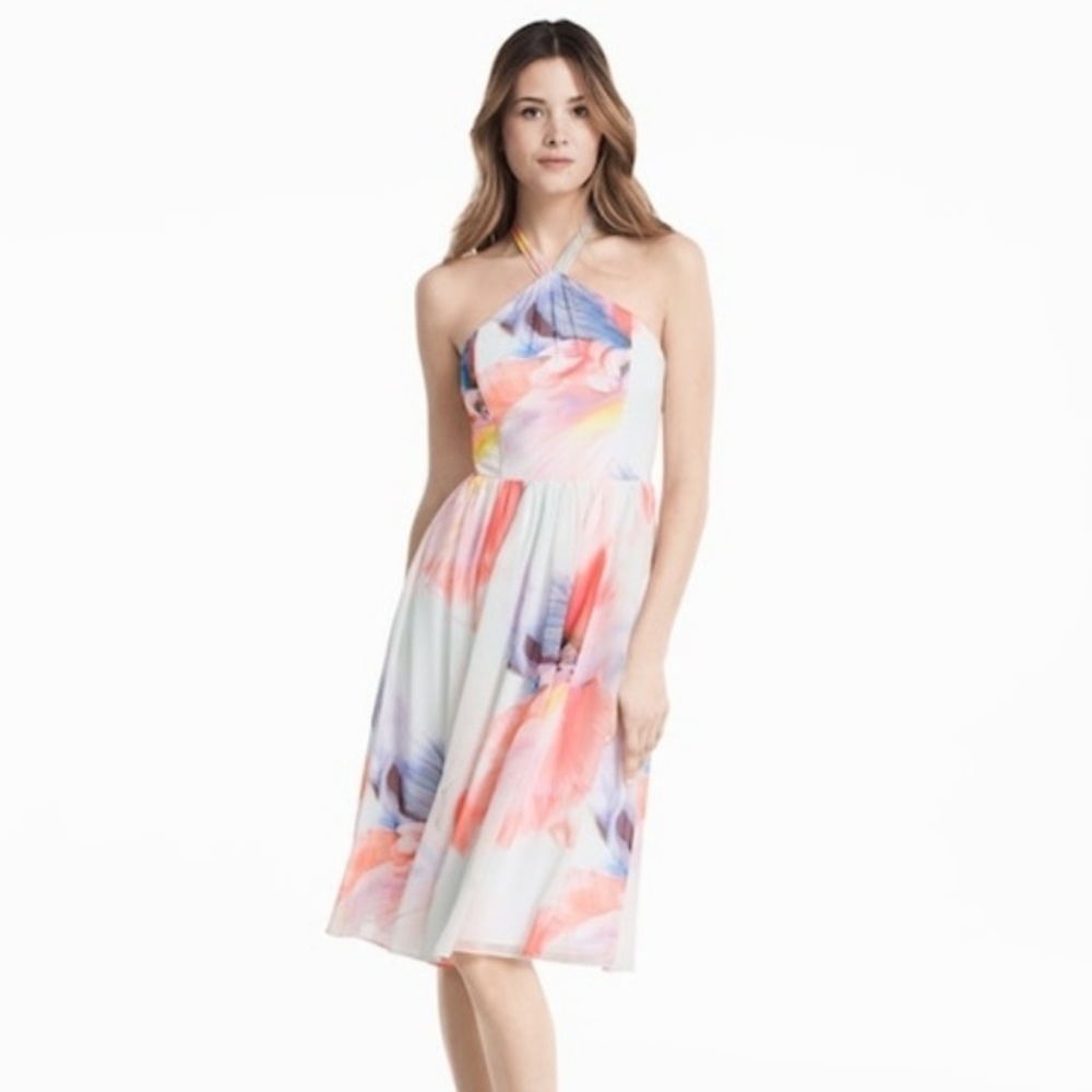 WHBM Chiffon Watercolor Dress